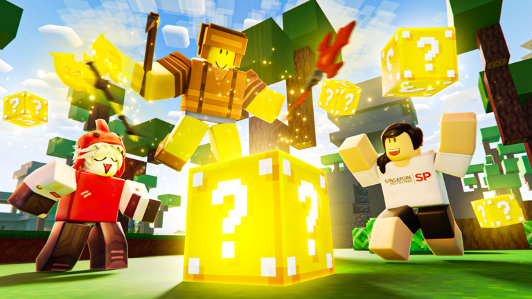 BedWars Lucky Block with golden equipment