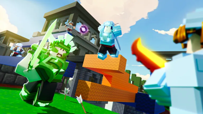 BedWars characters lined up for a fight