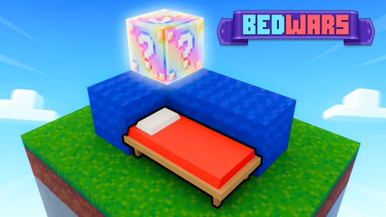A red bed with defense blocks and Lucky Blocks